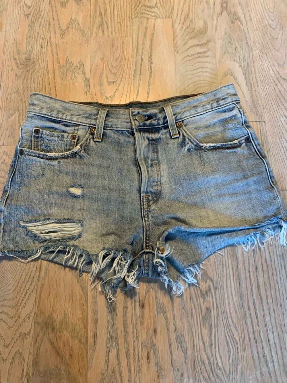 Levi’s Light Blue Distressed Denim Shorts